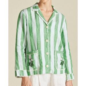TROVATA Dylan Shirt Jacket Aloe Stripe Size Small